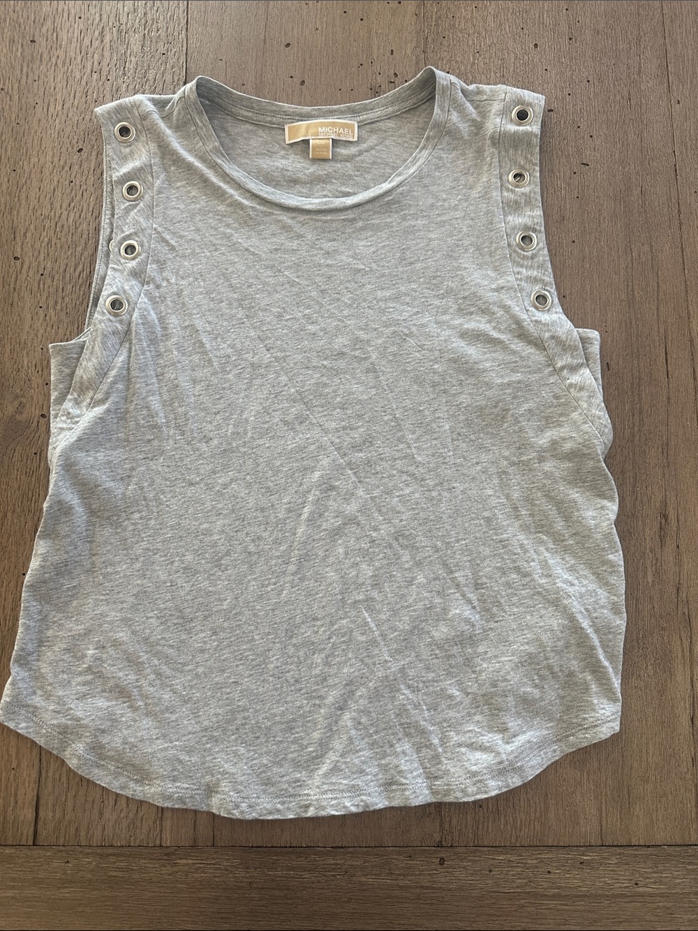 Michael Kors Light Gray Eyelet-Trim Tank
